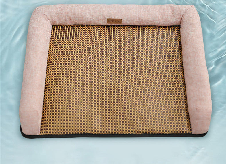KFX-0509885 Rattan Summer Sleeping Mat in Pink, Gray, and Brown - Available in Sizes S, M, L