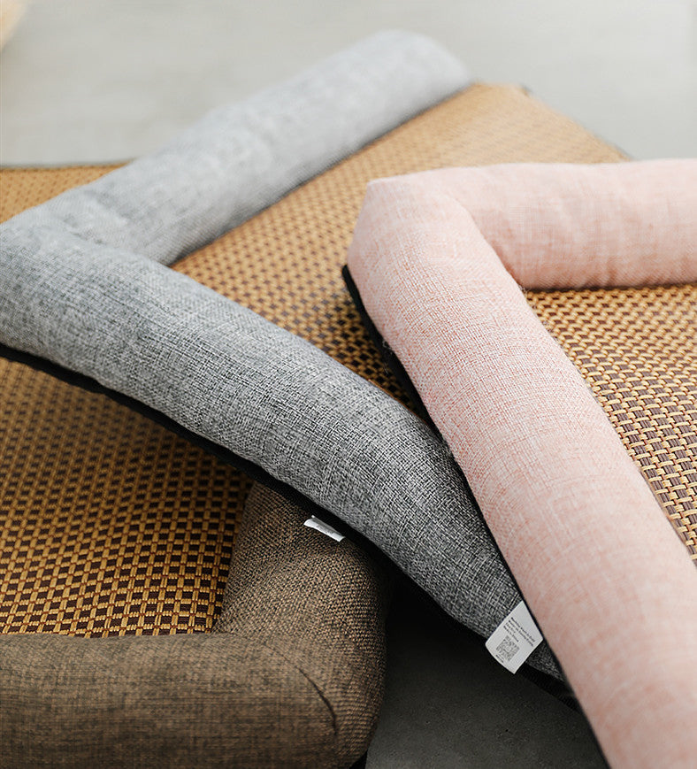 KFX-0509885 Rattan Summer Sleeping Mat in Pink, Gray, and Brown - Available in Sizes S, M, L