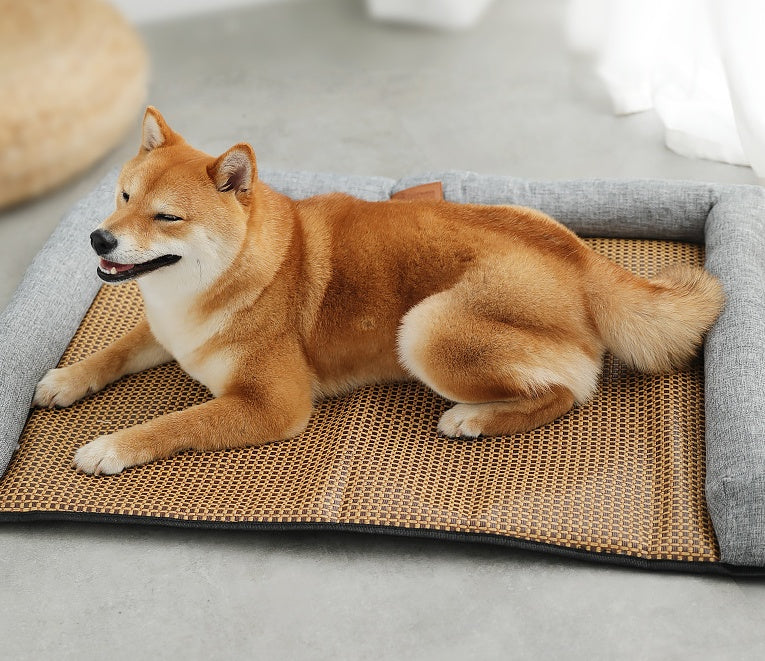 KFX-0509885 Rattan Summer Sleeping Mat in Pink, Gray, and Brown - Available in Sizes S, M, L