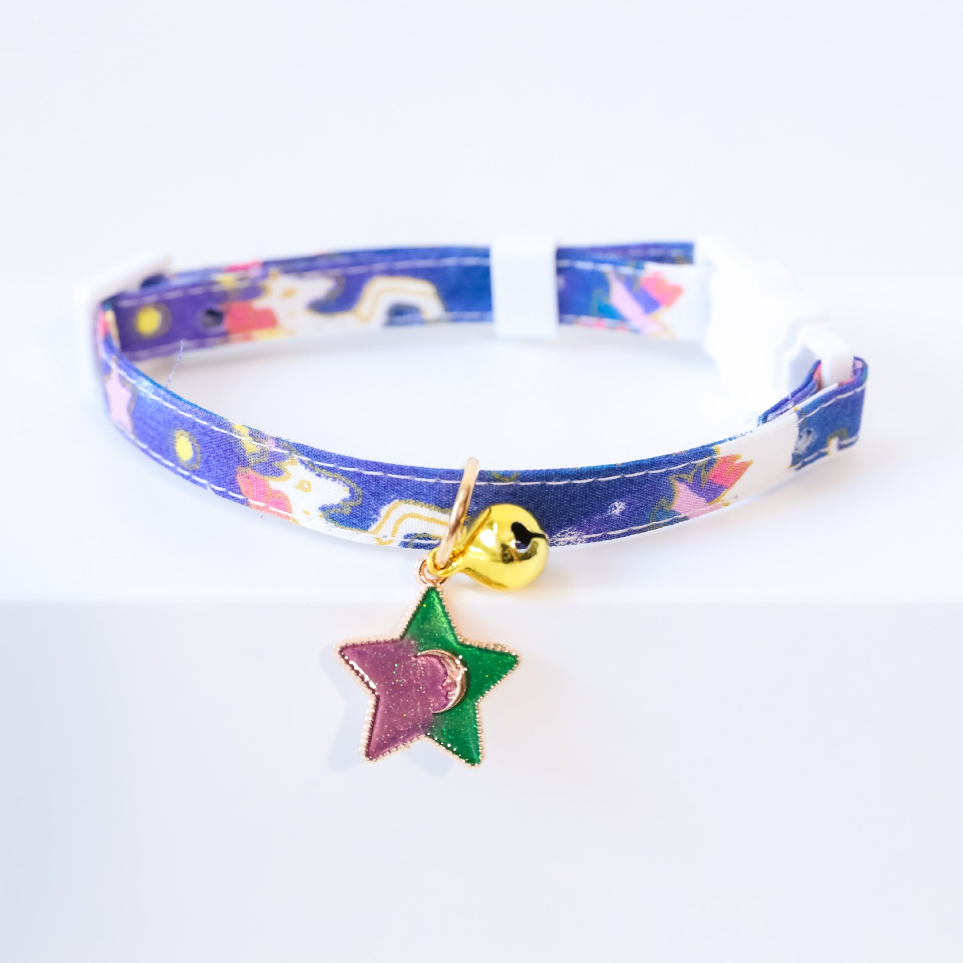 KFX-0510013 Cute Adjustable Cloth Dog Collar with Safety Buckle - XS to M Sizes Available