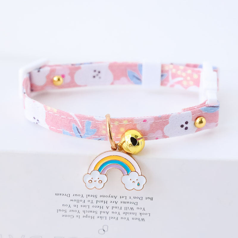 KFX-0510013 Cute Adjustable Cloth Dog Collar with Safety Buckle - XS to M Sizes Available