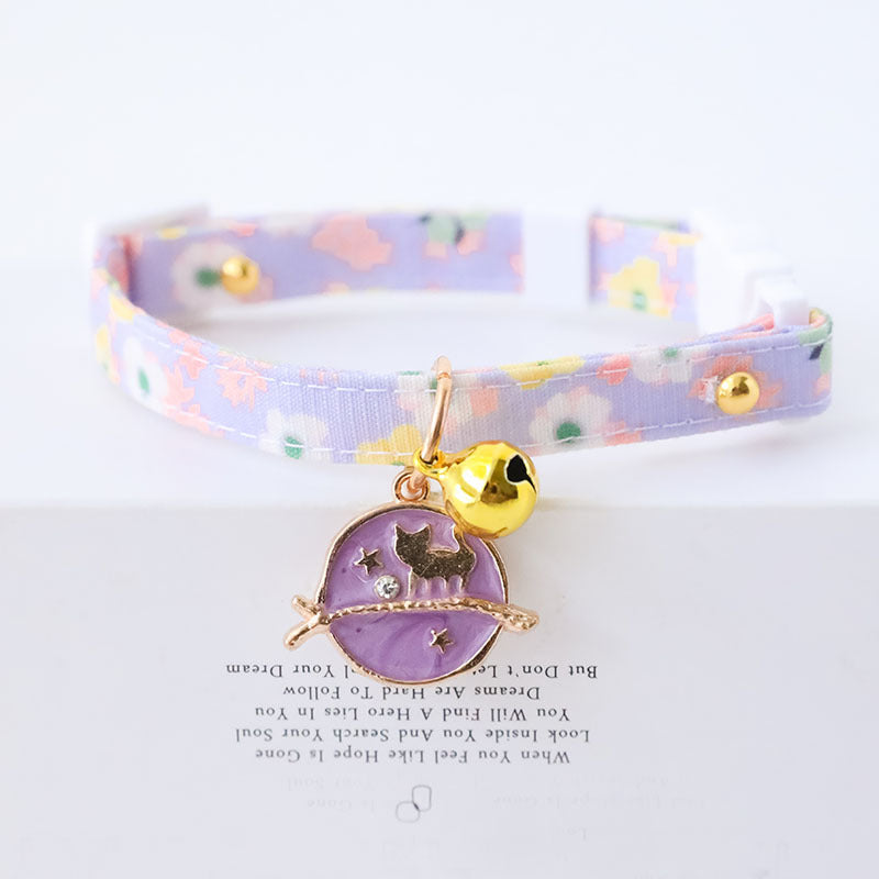 KFX-0510013 Cute Adjustable Cloth Dog Collar with Safety Buckle - XS to M Sizes Available