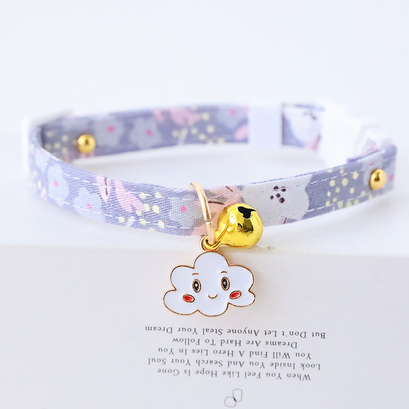 KFX-0510013 Cute Adjustable Cloth Dog Collar with Safety Buckle - XS to M Sizes Available
