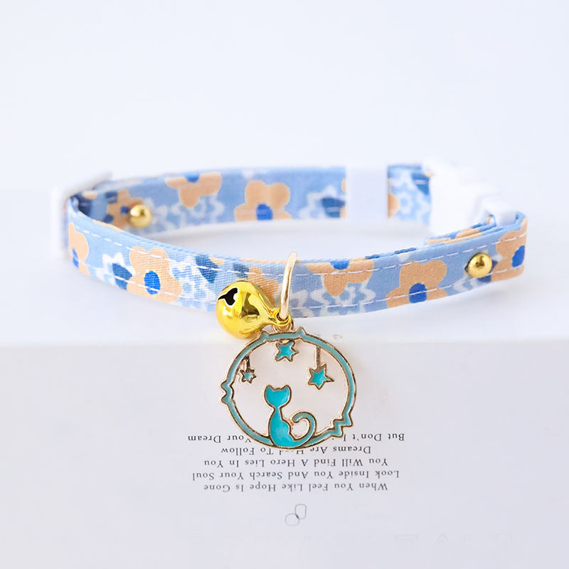 KFX-0510013 Cute Adjustable Cloth Dog Collar with Safety Buckle - XS to M Sizes Available