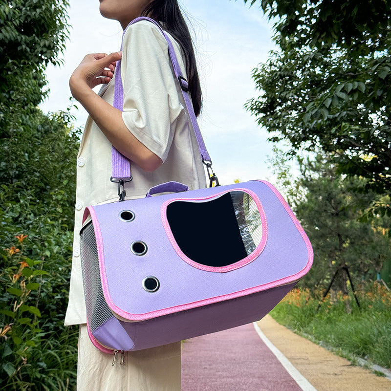 KFX-0510269 Portable Large Capacity Crossbody Pet Bag - Breathable Oxford Cloth in Various Colors