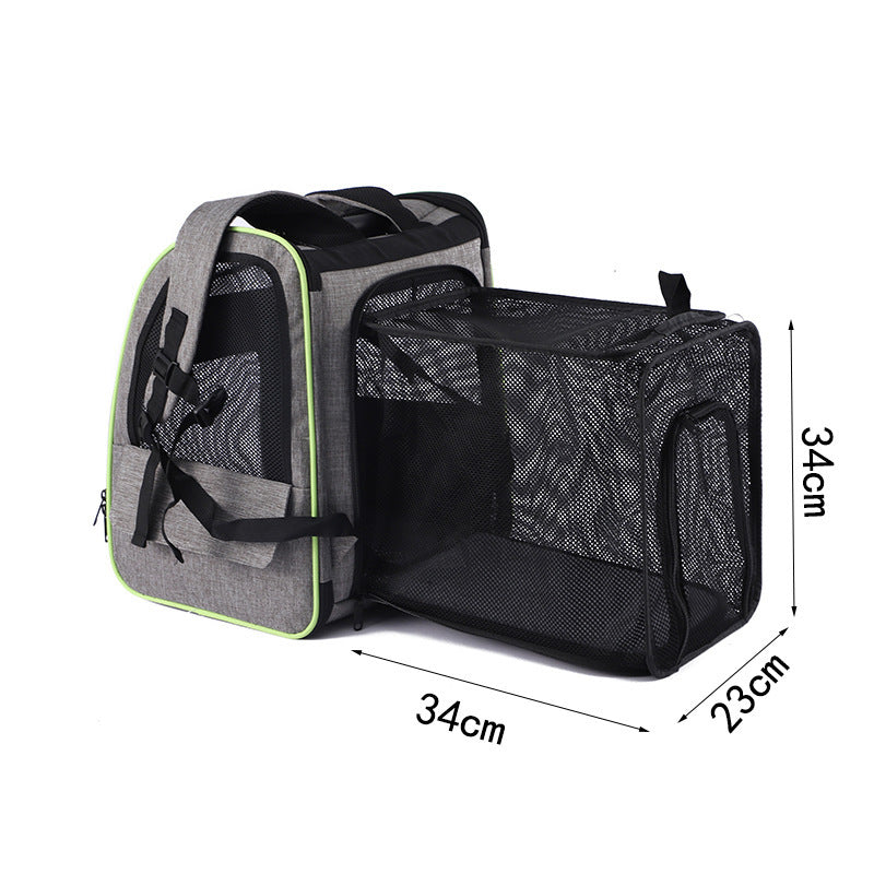 KFX-0512061 Large Capacity Portable Pet Backpack in Gray or Black - Breathable Oxford Cloth Design