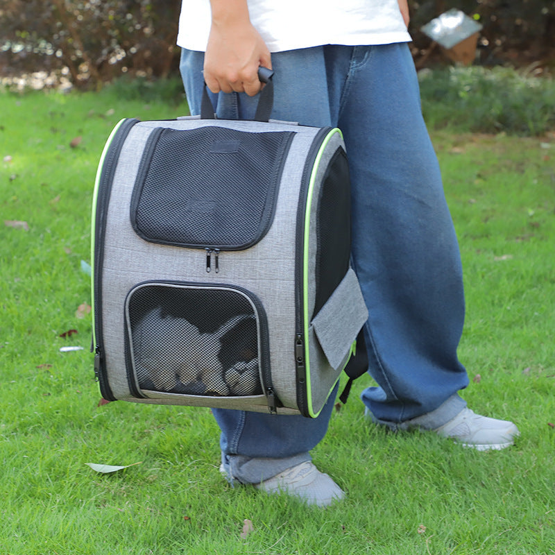 KFX-0512061 Large Capacity Portable Pet Backpack in Gray or Black - Breathable Oxford Cloth Design