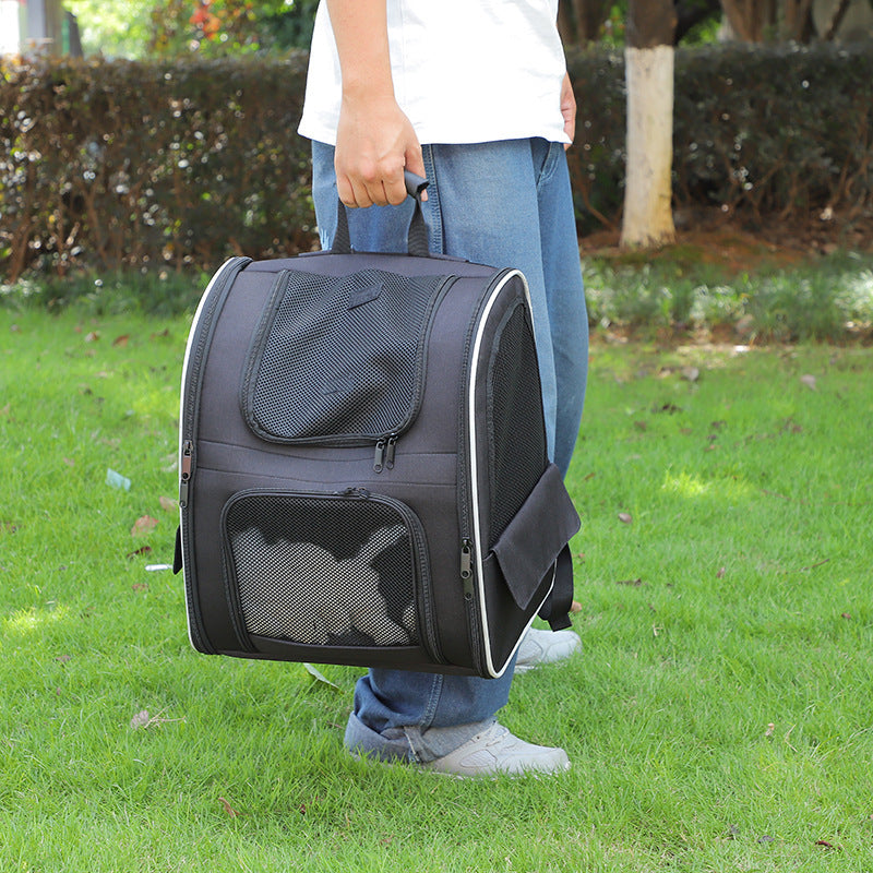 KFX-0512061 Large Capacity Portable Pet Backpack in Gray or Black - Breathable Oxford Cloth Design