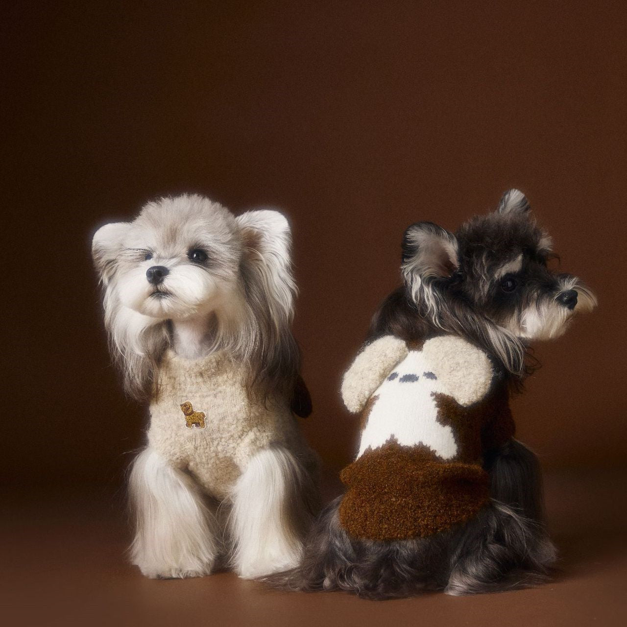 KFX-0512573 Sleeveless Three-Dimensional Ear Sweater Vest for Small Dogs in Beige and Coffee Colors