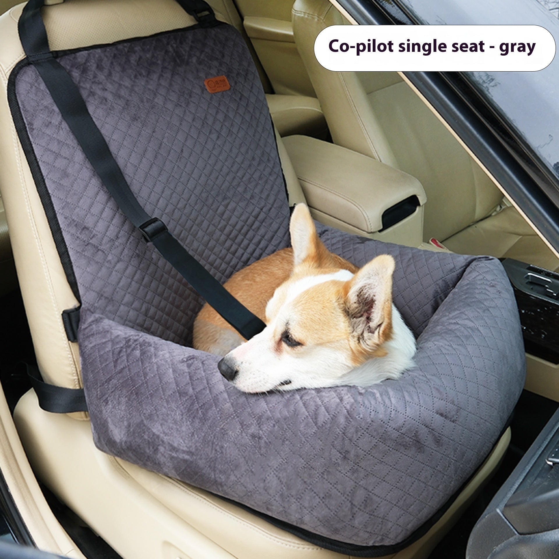 KFX-0512829 Portable Dog Car Seat Cushion - Black Plaid, Gray Plaid, Beige Plaid, Navy Grid, Green Plaid, Coffee Plaid, Pink Plaid - 52x50x58cm