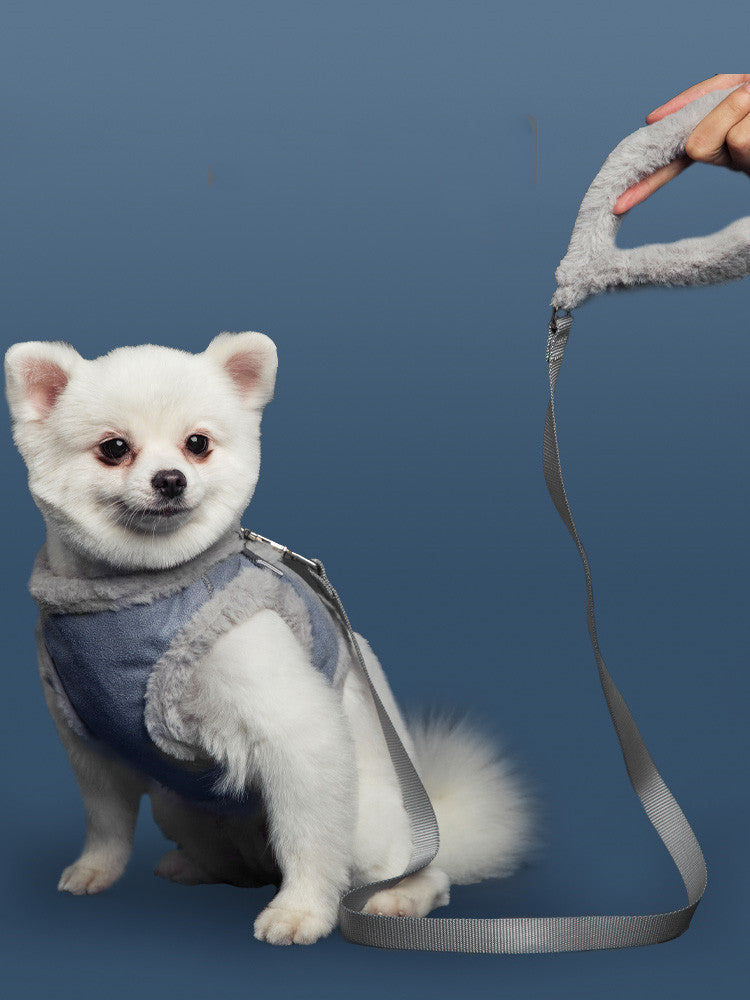 KFX-0513597 Bunny Fleece Adjustable Dog Leash for Small to Medium Dogs - Soft Polyester Fiber in Pink and Light Gray