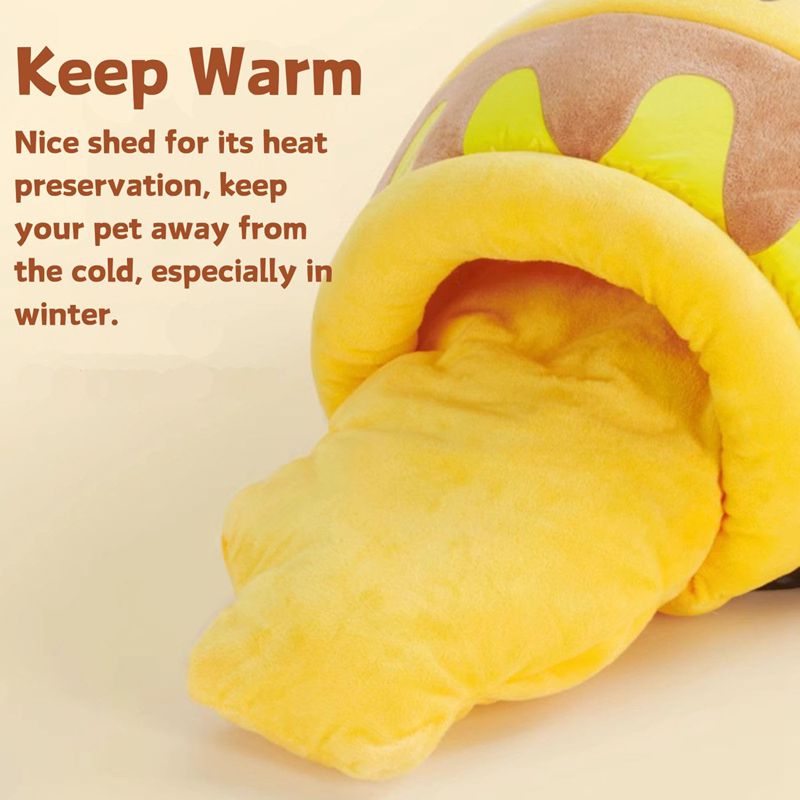 KFX-0513853 Cozy Honey Pot Cat Bed with Memory Foam Cushion, Plush Pet Cave for Small Cats
