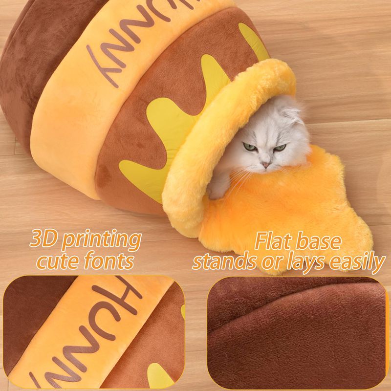 KFX-0513853 Cozy Honey Pot Cat Bed with Memory Foam Cushion, Plush Pet Cave for Small Cats