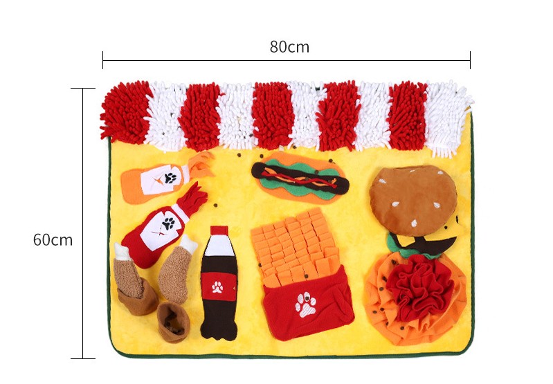 KFX-0514621 Pet Sniffing Training Mat for Dogs and Cats - Chenille Polar Fleece, Non-Slip, 80x60cm