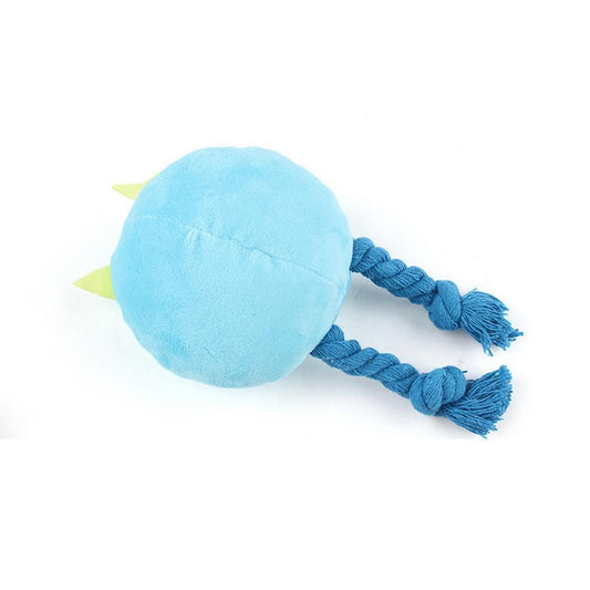 KFX-0515261 Durable Cartoon Dog Squeaky Toy - Chewable Teething with Knot Design, Ideal for Interactive Play and Teeth Cleaning