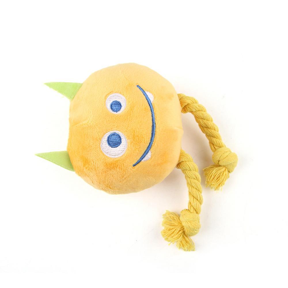 KFX-0515261 Durable Cartoon Dog Squeaky Toy - Chewable Teething with Knot Design, Ideal for Interactive Play and Teeth Cleaning
