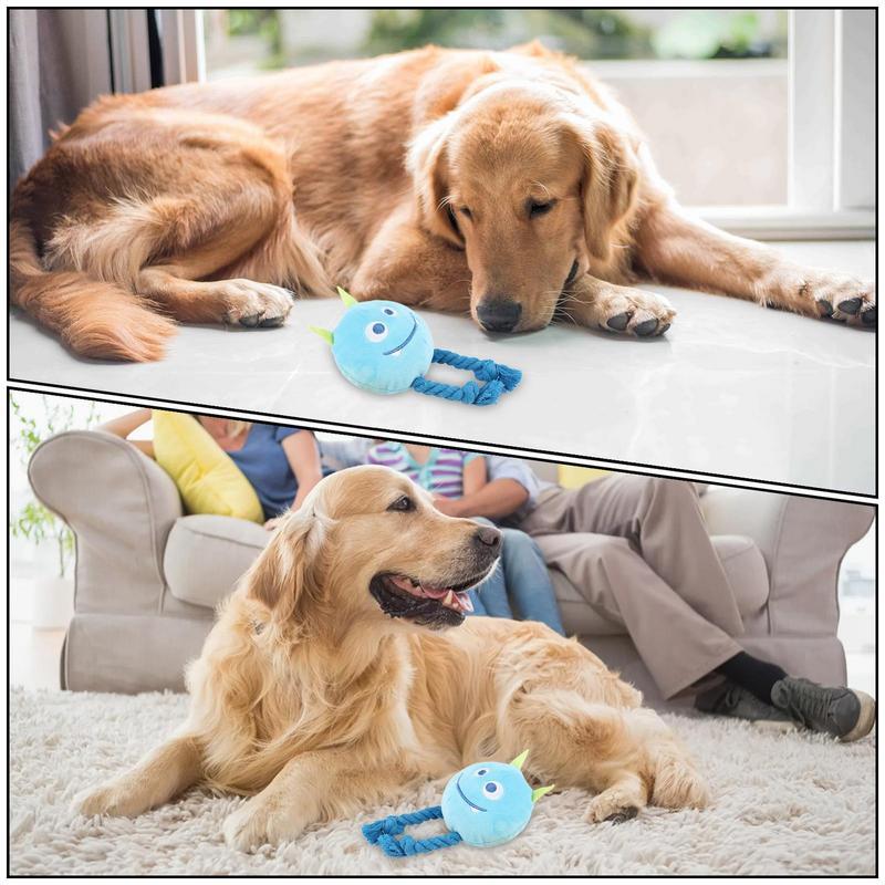KFX-0515261 Durable Cartoon Dog Squeaky Toy - Chewable Teething with Knot Design, Ideal for Interactive Play and Teeth Cleaning