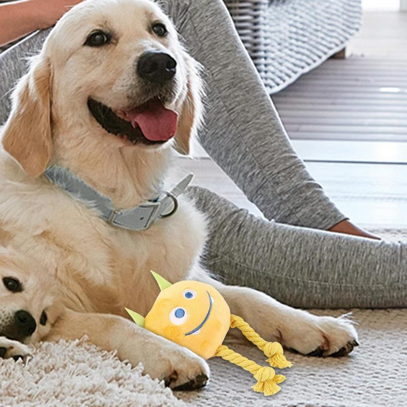 KFX-0515261 Durable Cartoon Dog Squeaky Toy - Chewable Teething with Knot Design, Ideal for Interactive Play and Teeth Cleaning