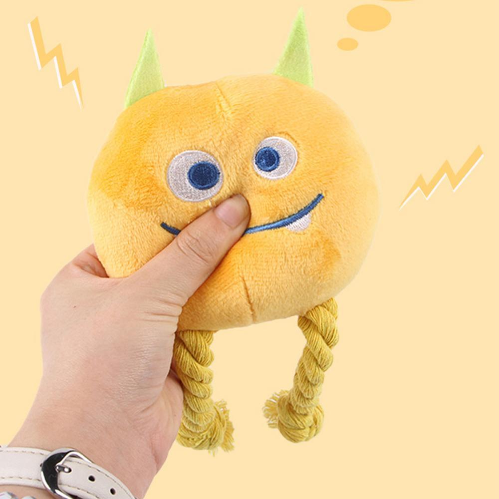 KFX-0515261 Durable Cartoon Dog Squeaky Toy - Chewable Teething with Knot Design, Ideal for Interactive Play and Teeth Cleaning