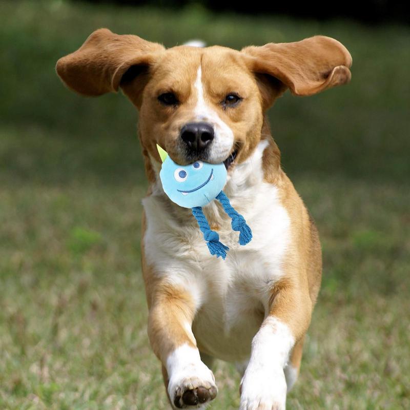 KFX-0515261 Durable Cartoon Dog Squeaky Toy - Chewable Teething with Knot Design, Ideal for Interactive Play and Teeth Cleaning