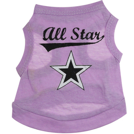 KFX-0516157 Cotton Jersey Printed Five-Star Pet Vest for All Pets