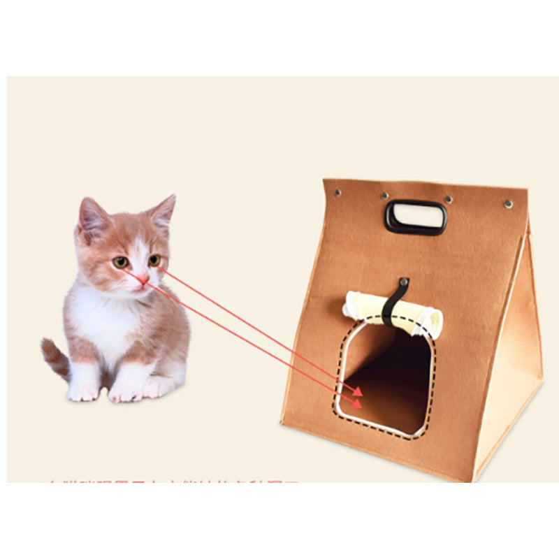 KFX-0517821 Eco-Friendly Wool Felt Pet Cabin for Cats and Dogs - Four Seasons Comfort, Washable, Grey/Brown, 40x40x40cm