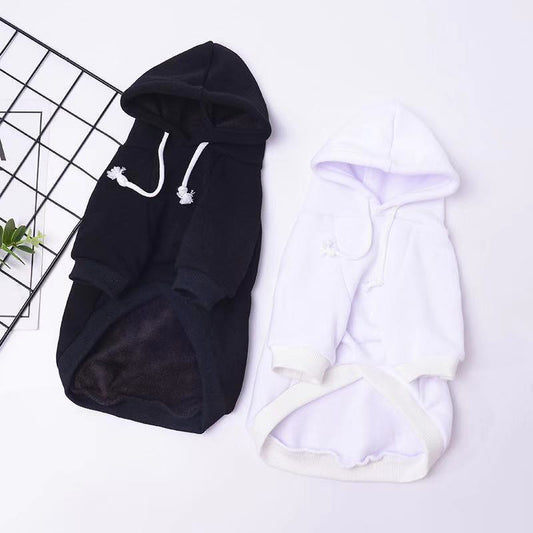 KFX-0520125 Cozy Black Cotton Dog Sweater with Hood for Autumn Wear