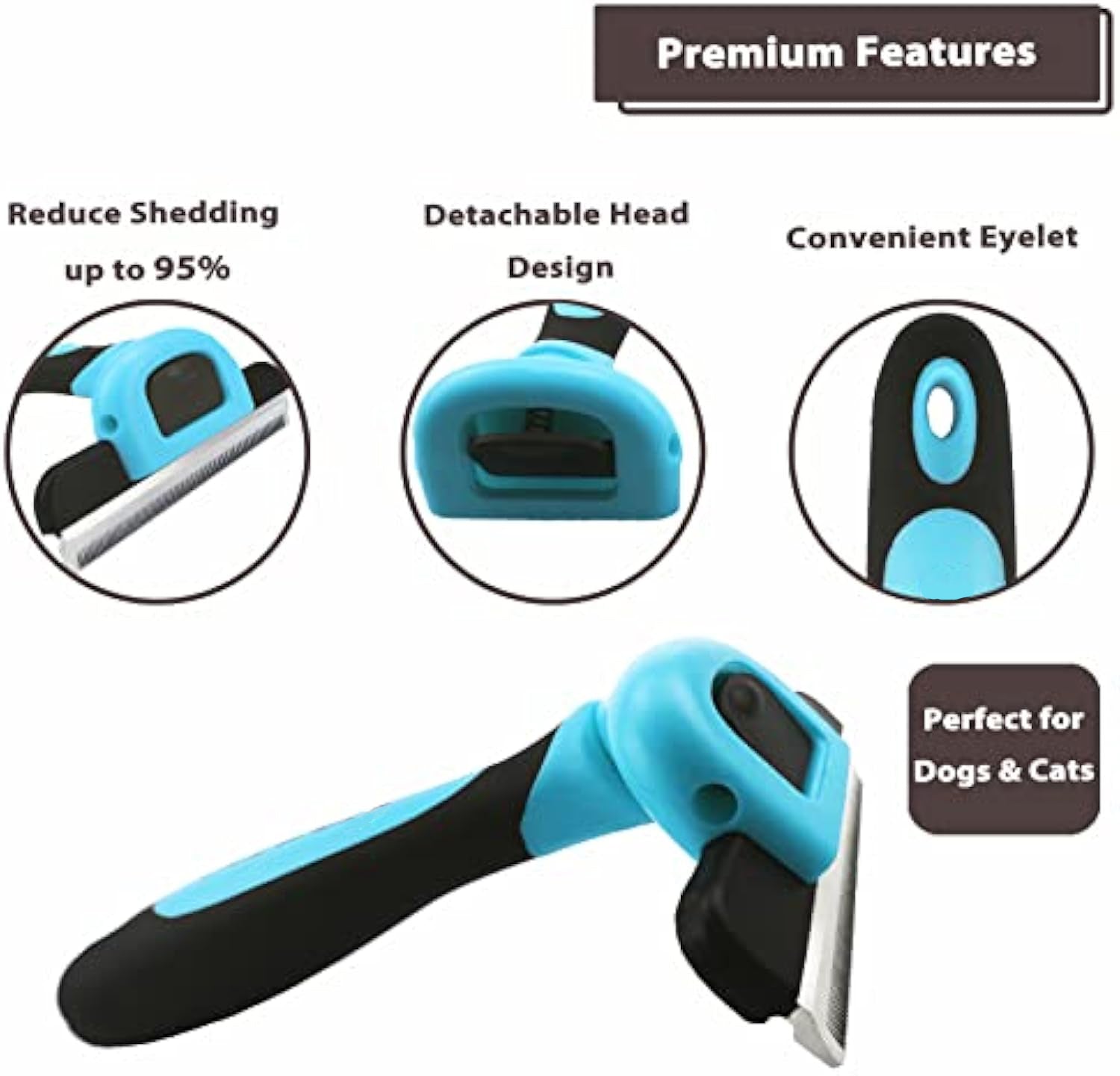 KFX-0521021 Professional Pet De-Shedding Tool for Dogs and Cats - Ergonomic Stainless Steel Brush with Easy Clean Design