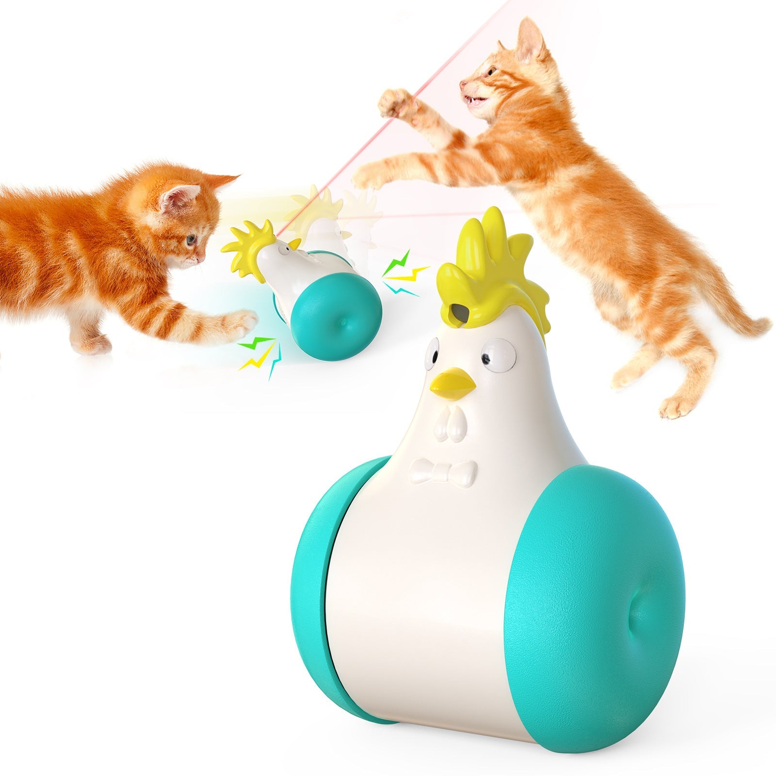 KFX-0521149 Interactive Sound-Emitting Laser Electric Tumbler Toy for Cats - Dark Blue