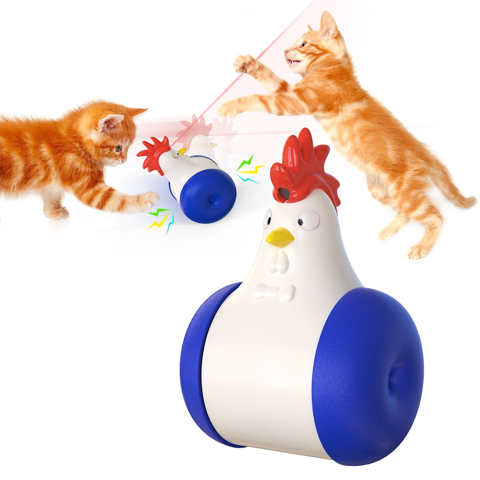 KFX-0521149 Interactive Sound-Emitting Laser Electric Tumbler Toy for Cats - Dark Blue