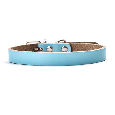 KFX-0521533 PU Leather Dog Collar and Chain - Red, Blue, Black, Pink, Brown, Sky Blue - Sizes XS to XL