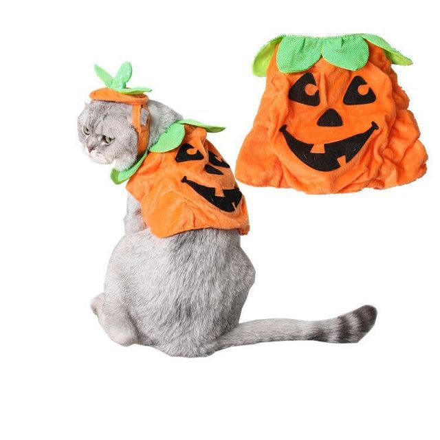 KFX-0523709 Pumpkin Costume Set for Pets with Adjustable Hat and Dress for Halloween