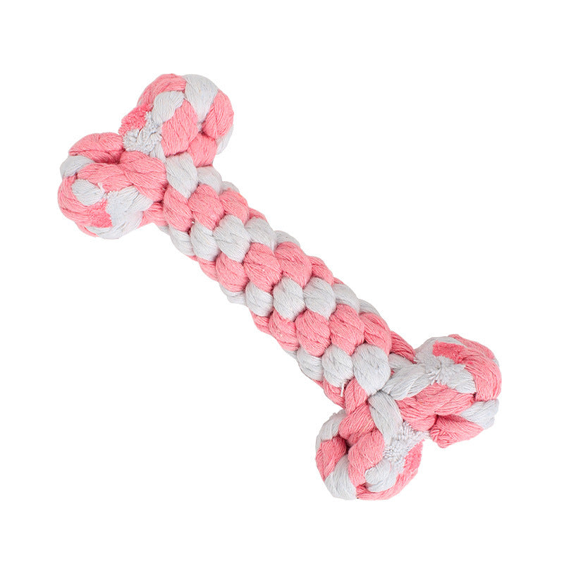 KFX-0524349 Hand-Woven Cotton Rope Bone Toy - Durable 15cm Pet Chew Feature