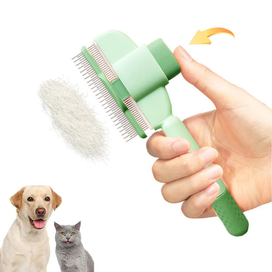 KFX-0525117 Dual-Length Self-Cleaning Pet Comb for Dogs and Cats, Durable Grooming Tool with Rounded Teeth