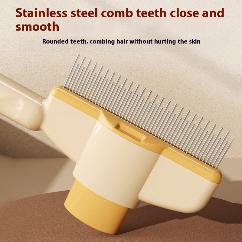 KFX-0525117 Dual-Length Self-Cleaning Pet Comb for Dogs and Cats, Durable Grooming Tool with Rounded Teeth