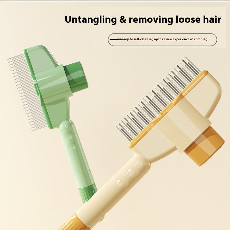 KFX-0525117 Dual-Length Self-Cleaning Pet Comb for Dogs and Cats, Durable Grooming Tool with Rounded Teeth