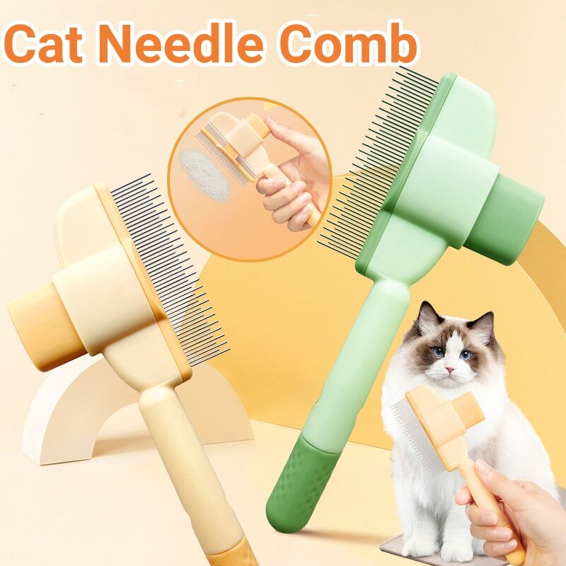 KFX-0525117 Dual-Length Self-Cleaning Pet Comb for Dogs and Cats, Durable Grooming Tool with Rounded Teeth