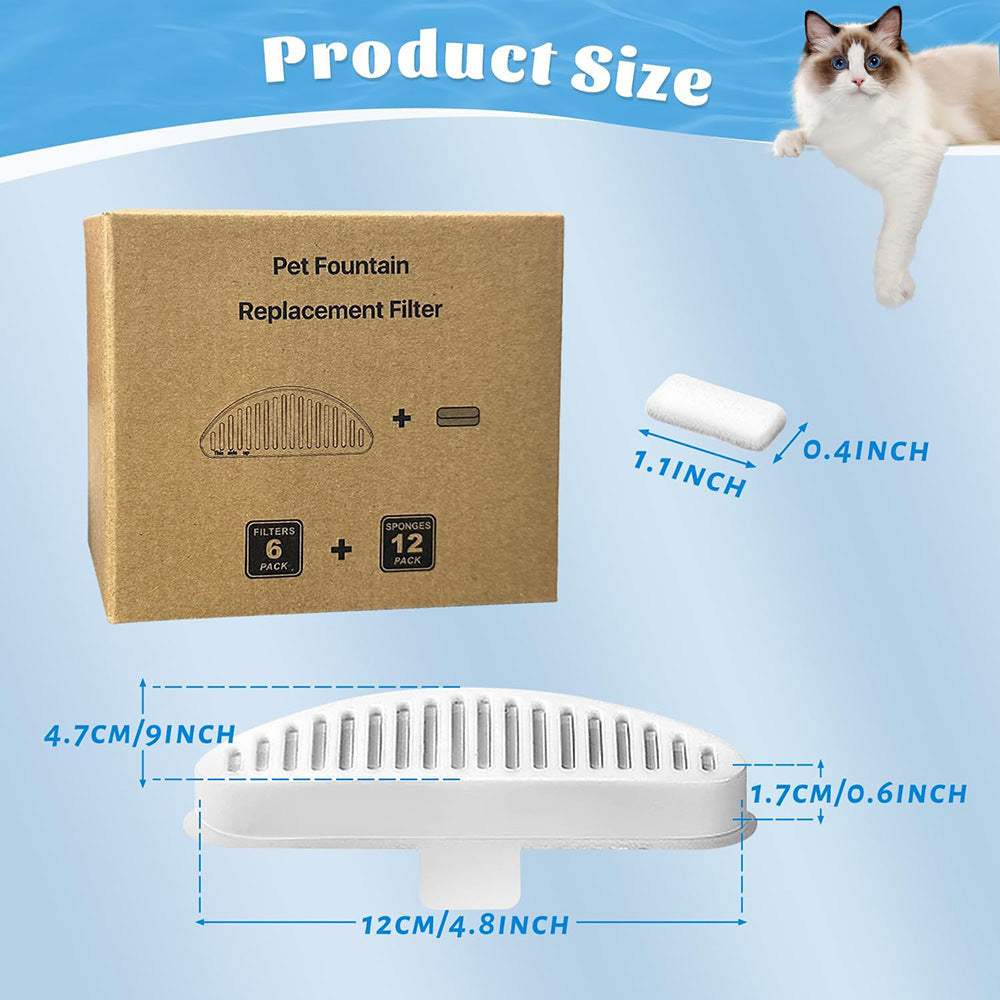 KFX-0525373 Pet Water Fountain Filter Kit with Individual Cartridges and Pads for Cats