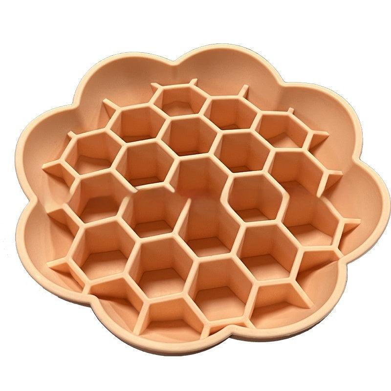 KFX-0525501 Eco-Friendly Non-Slip Slow Feed Dog Bowl in Soft Peach, Olive Green, Egg Yolk, Red, and Pink