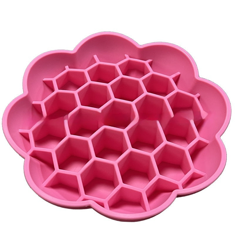 KFX-0525501 Eco-Friendly Non-Slip Slow Feed Dog Bowl in Soft Peach, Olive Green, Egg Yolk, Red, and Pink