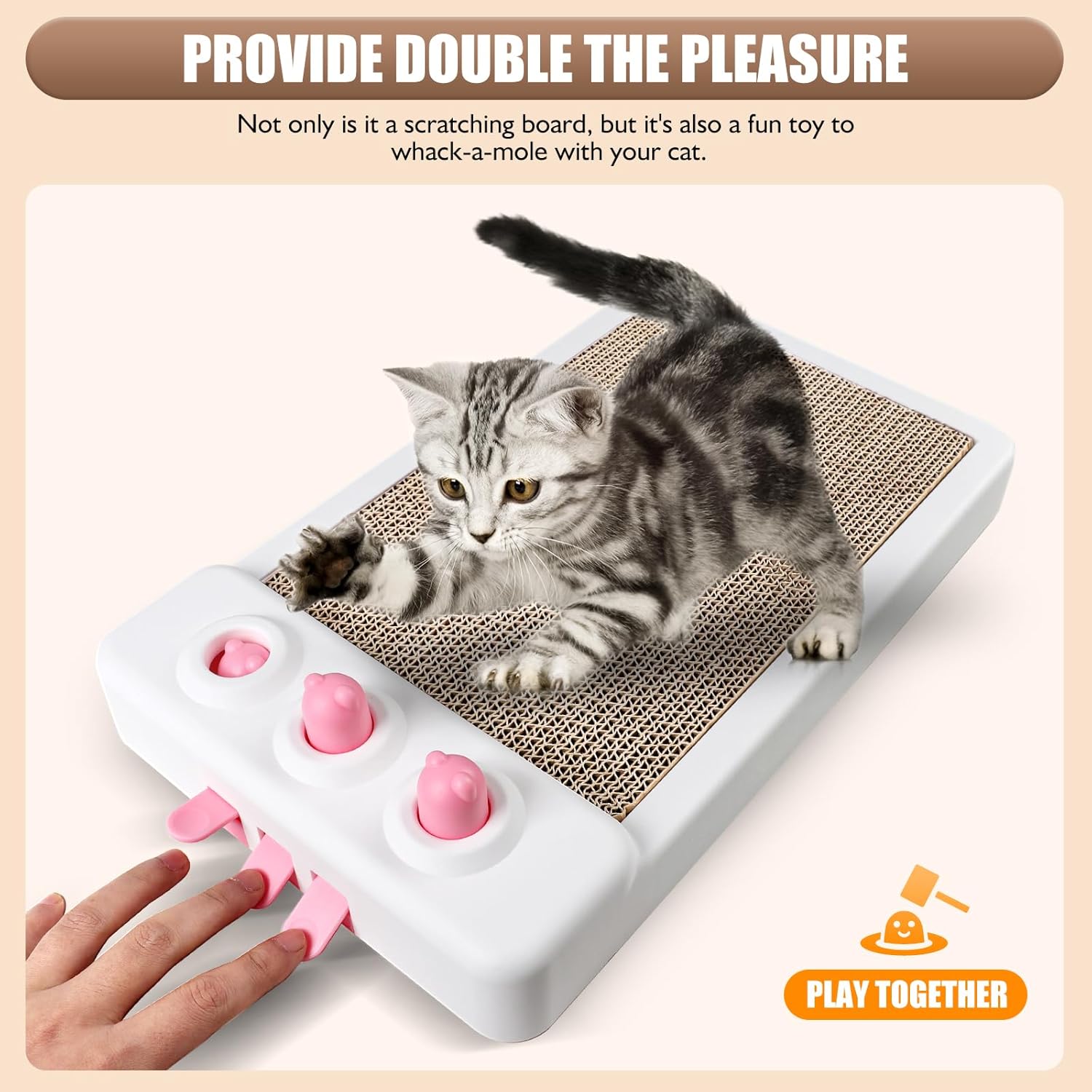 KFX-0526781 Interactive Cat Scratcher Toy with Whack-a-Mole Functionality - Eco-Friendly Cardboard Scratching Pad for Indoor Cats