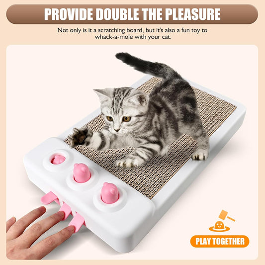 KFX-0526781 Interactive Cat Scratcher Toy with Whack-a-Mole Functionality - Eco-Friendly Cardboard Scratching Pad for Indoor Cats