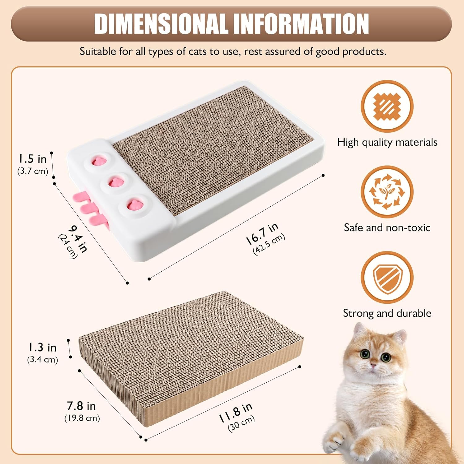 KFX-0526781 Interactive Cat Scratcher Toy with Whack-a-Mole Functionality - Eco-Friendly Cardboard Scratching Pad for Indoor Cats