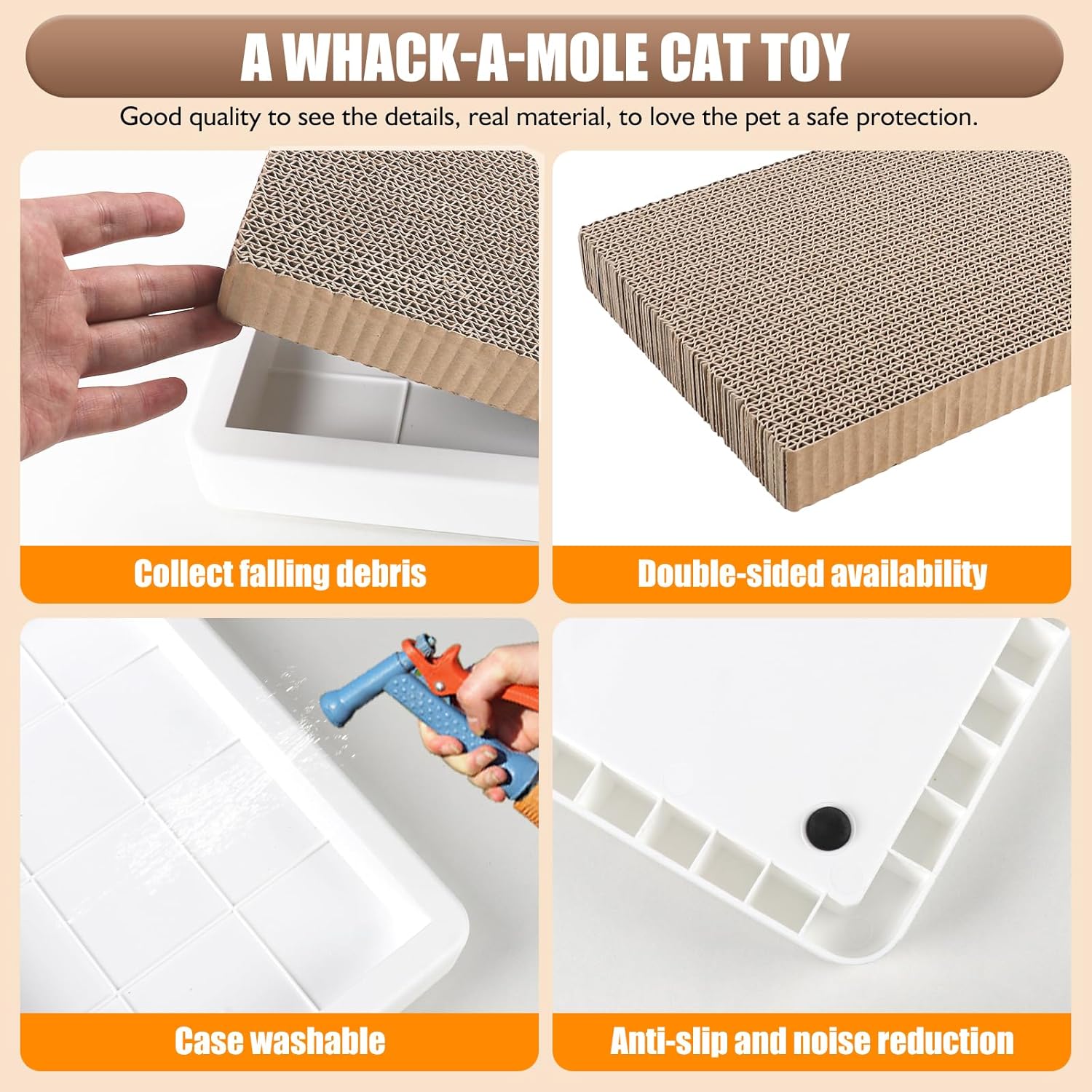 KFX-0526781 Interactive Cat Scratcher Toy with Whack-a-Mole Functionality - Eco-Friendly Cardboard Scratching Pad for Indoor Cats