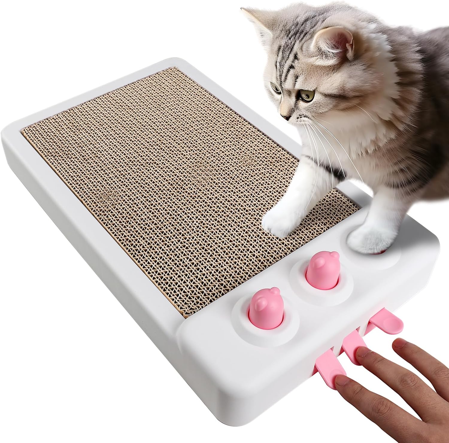 KFX-0526781 Interactive Cat Scratcher Toy with Whack-a-Mole Functionality - Eco-Friendly Cardboard Scratching Pad for Indoor Cats