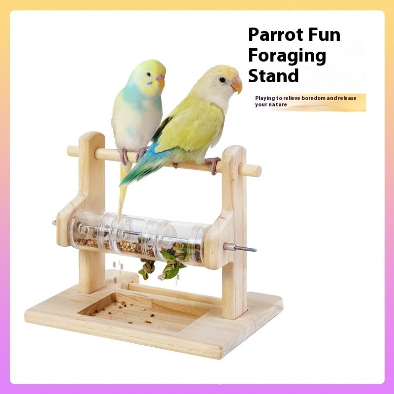 KFX-0527933 Solid Wood Foraging Station Rack for Birds and Parrots
