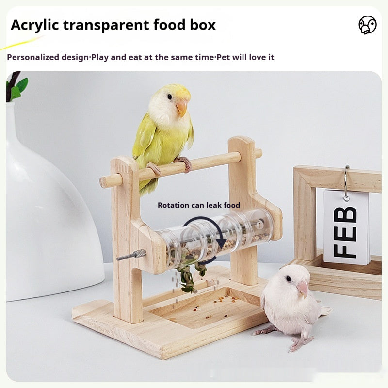 KFX-0527933 Solid Wood Foraging Station Rack for Birds and Parrots