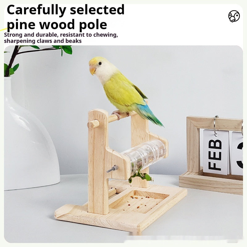 KFX-0527933 Solid Wood Foraging Station Rack for Birds and Parrots