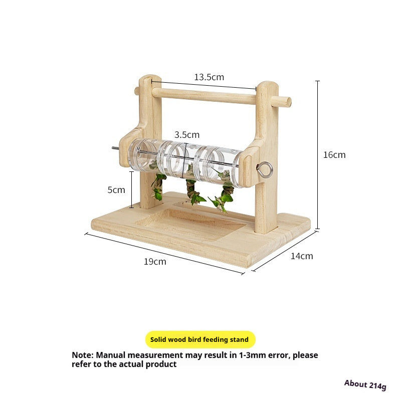 KFX-0527933 Solid Wood Foraging Station Rack for Birds and Parrots