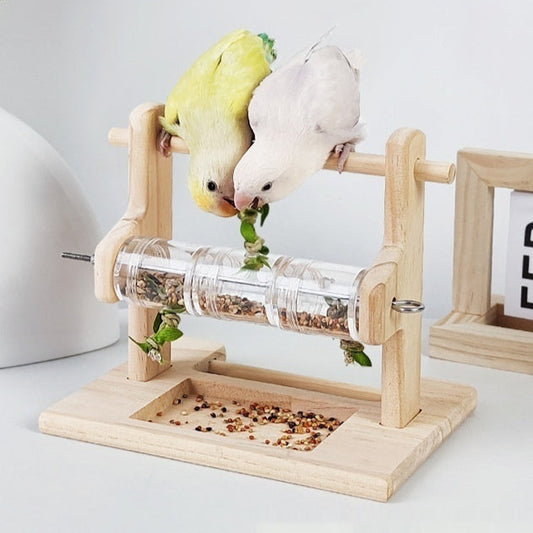 KFX-0527933 Solid Wood Foraging Station Rack for Birds and Parrots